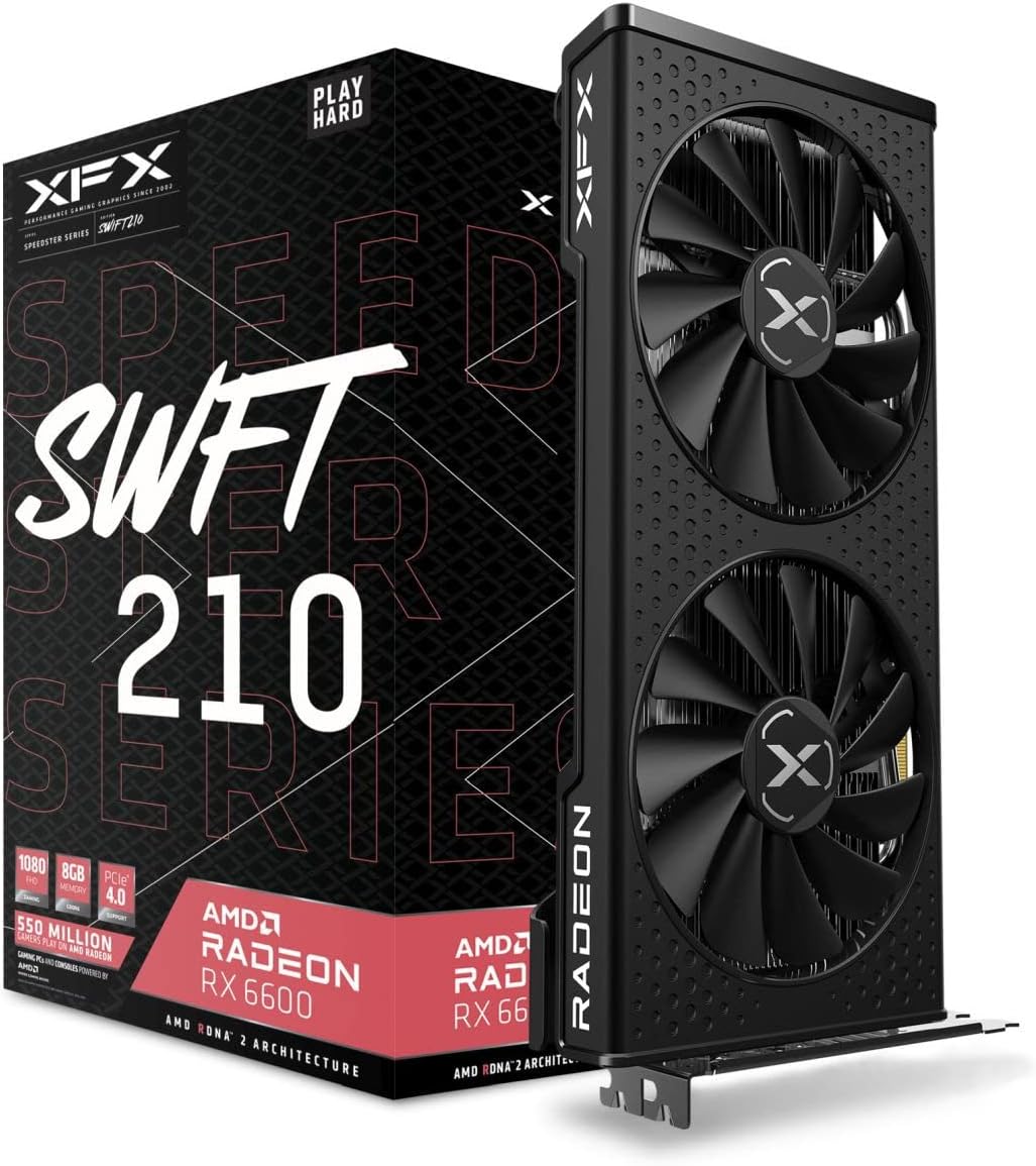 Speedster SWFT 210 Radeon RX 6600 CORE Gaming Graphics Card with 8GB GDDR6 HDMI 3xDP, AMD RDNA 2 RX-66XL8LFDQ